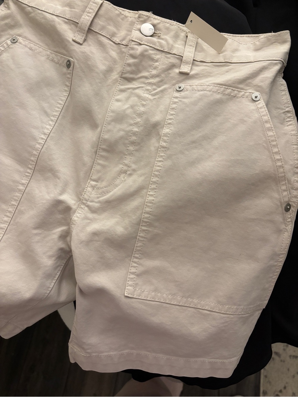 Madewell 100% Cotton Cream High-Rise Shorts - Picture 3 of 5